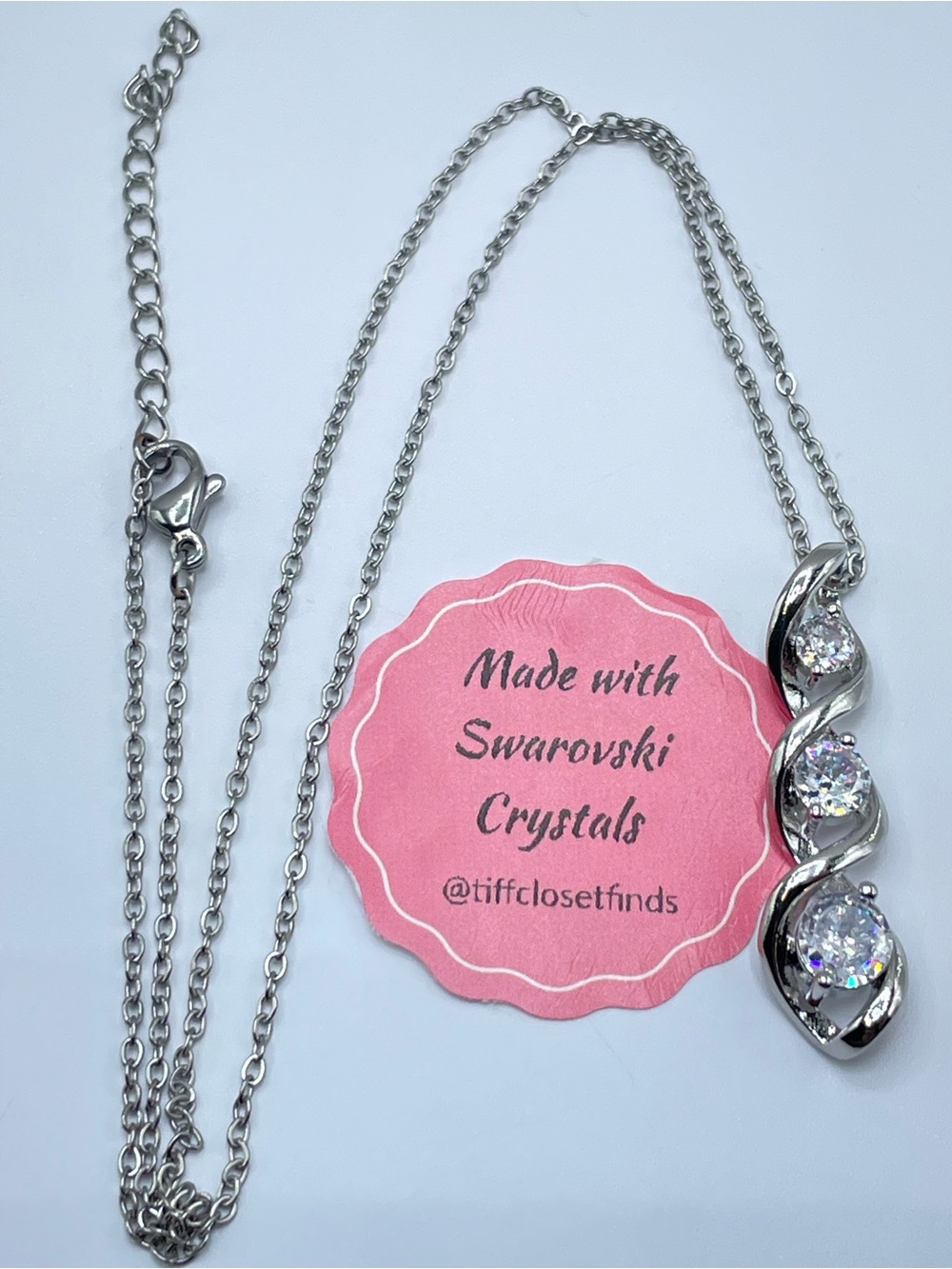 Swarovski Crystal Elements Pendant Necklace Silver Twisted Drop Necklace Glam